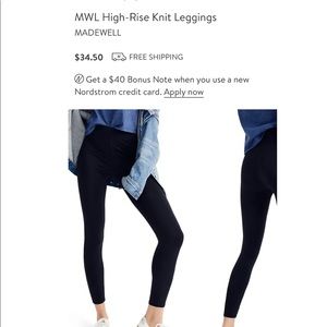 LIKE NEW. Madewell High Rise Leggings